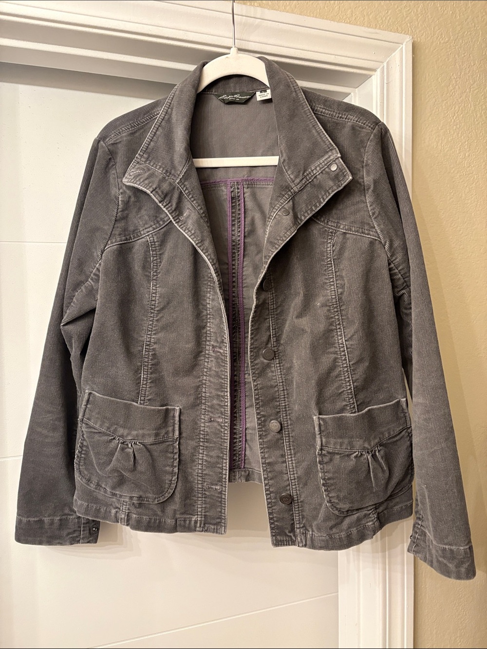 Eddie Bauer Gray Corduroy-Style Button Jacket
